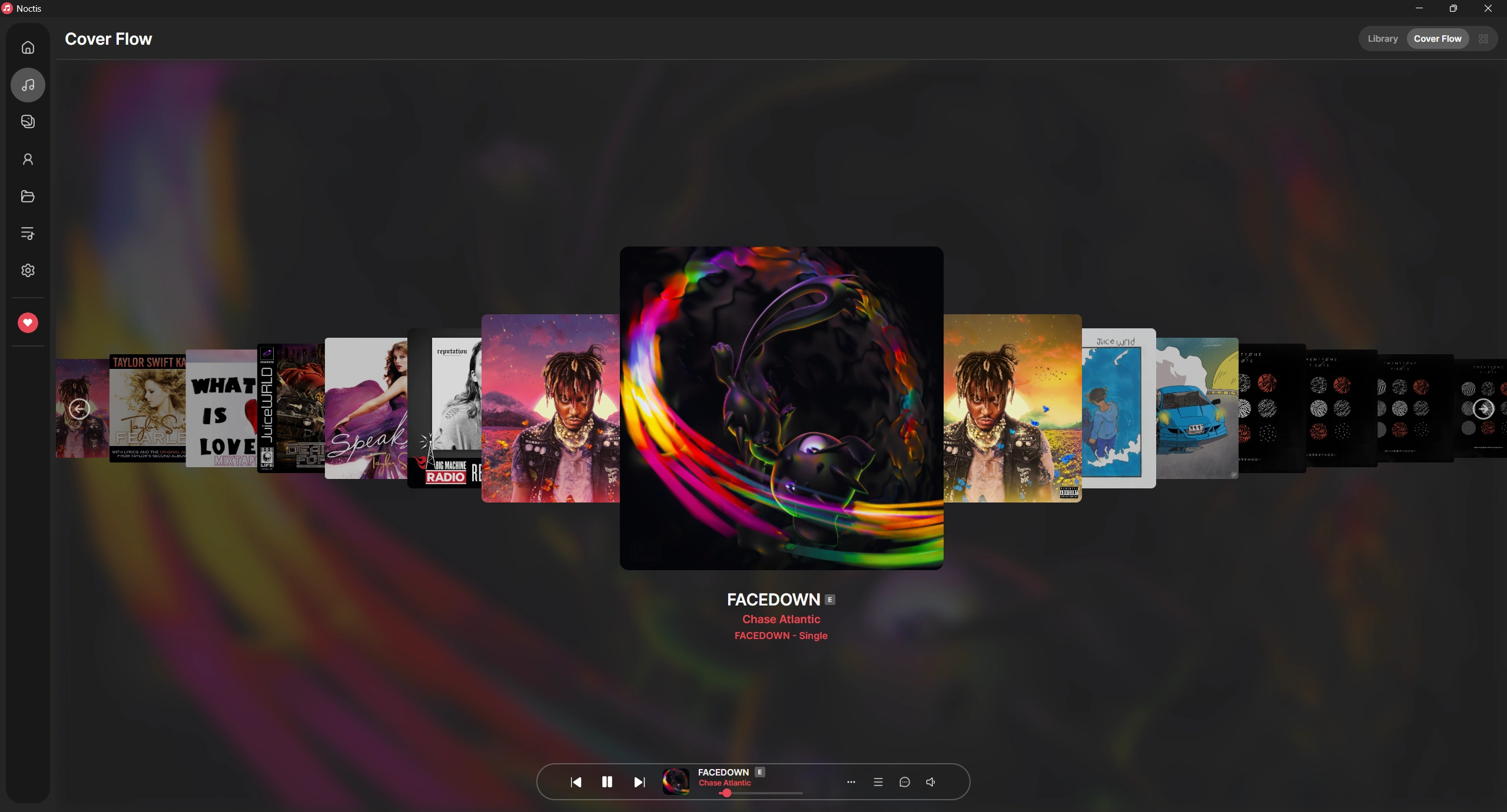 Noctis Cover Flow: a 3D carousel of album covers.